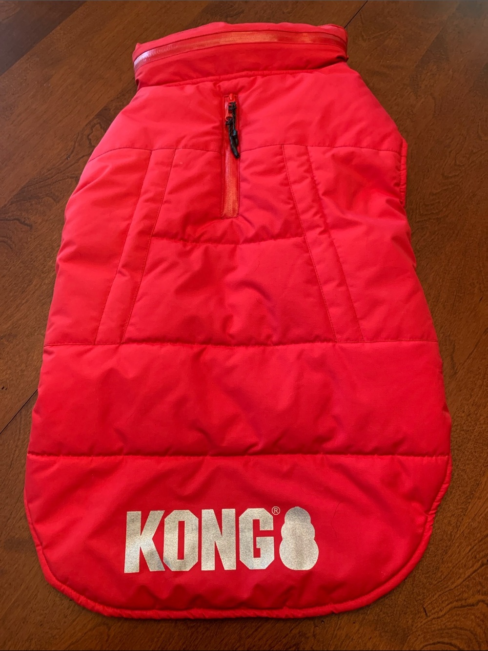 Kong Bright Red Quilted Insulated Pet Jacket and Hood with Reflective Logo